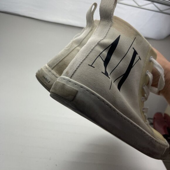 Armani Exchange (AX) Icon Logo High Top Canvas Sneakers Men Size 9 White READ - Picture 8 of 12